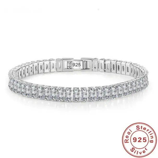 Nuovo bracciale in argento sterling 925, elegante, con zirconi e cristalli, gioielli raffinati per donne, ragazze, fidanzamento, matrimonio, glamour_voghion.com