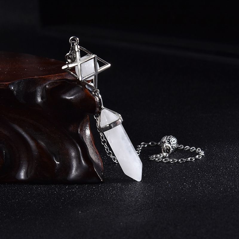 Merkaba, ciondolo a colonna esagonale a doppia punta, pendolo in cristallo naturale, ornamenti per gioielli con esagramma_voghion.com