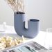 Nordic U-Shaped Ceramic Vase - Minimalist Striped Decorative Vase For Small Flowers, Modern Home Decor For Living Room, Shelf Or Office Desk_voghion.com