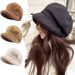 Women's Hats Autumn And Winter Warm Octagonal Painter Hat Versatile Large Head Circumference Fisherman Hat With Large Brim Dome_voghion.com