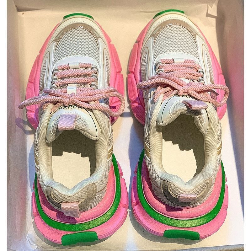 Dames Chunky Sneakers - Ademende Mesh Platform Schoenen (5 cm Hoogteversterking & Zachte Demping) - Lichtgewicht Witte Hardloopschoenen Voor Casual & Sport_voghion.com