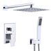 Shower System Shower Faucet Combo Set Wall Mounted With 12" Rainfall Shower Head And Handheld Shower Faucet, Chrome Finish With Brass Valve Rough-In_voghion.com