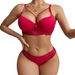 Elegante conjunto de sujetador push-up de encaje con aros: cómodo y transpirable, cobertura total, copa 3/4 para mujer (46-52C, blanco/negro/gris/azul/beige/rojo)_voghion.com