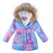 Abbigliamento per bambini Nuovo cappotto invernale lungo con cappuccio e collo di pelliccia stampato in cotone per ragazze Giacca in cotone per bambini_voghion.com