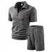 Herren Sommer Sportanzug Große Größe Einfarbig Jacquard Casual Zweiteiliges Set_voghion.com