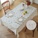 Waterproof & Stain-Resistant Cotton Linen Tablecloth – Boho Chic Embroidery, Vintage Floral Design For Dining Table, Desk, Coffee Shop_voghion.com