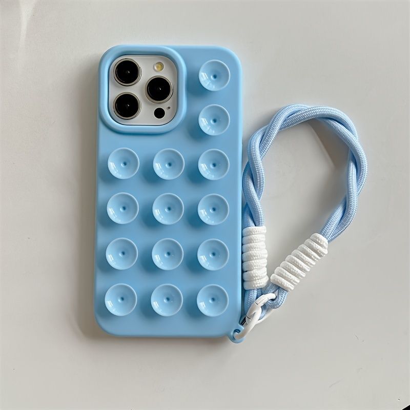 [Hot sales]Solid Color Large Hole Silicone Suction Cup Mobile Phone Case with Lanyard for  11 12 13 14 15 promax_voghion.com