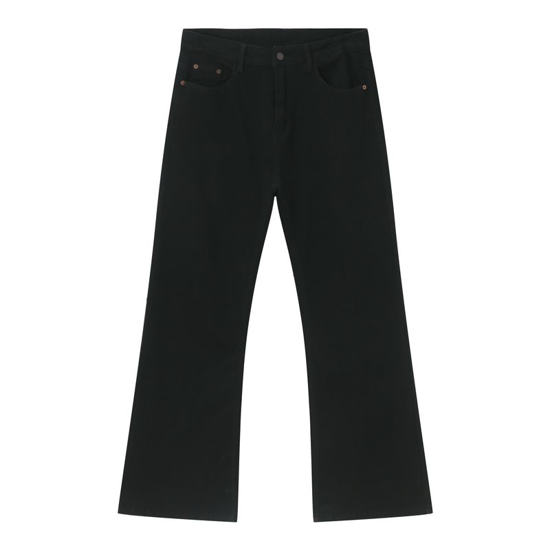 EF JEANS | 2024 New American Street Vibe Basic Slim-fitting And Thin Pure Black Micro-pull Jeans_voghion.com