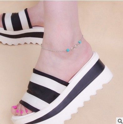 Bracciale alla caviglia da donna alla moda, versatile, semplice, con forma a 8, turchese_voghion.com