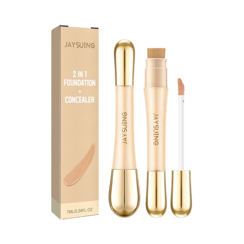 Jaysuing 2 In 1 Foundation + Concealer, Blemish Print Natural Concealer Long-Lasting Makeup Invisible Pore Concealer_voghion.com