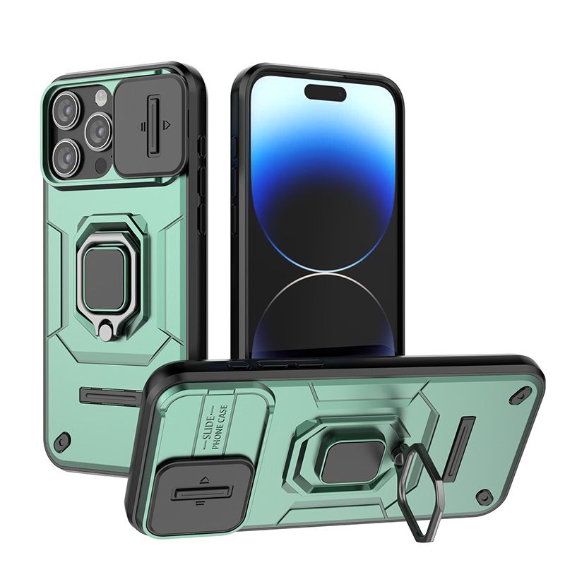 Case For IPhone 15 Pro Max 15 Plus 14 Pro Max 14 13 Pro Max Slide Camera Ring Stand Armor Anti-fall Protection Kickstand_voghion.com