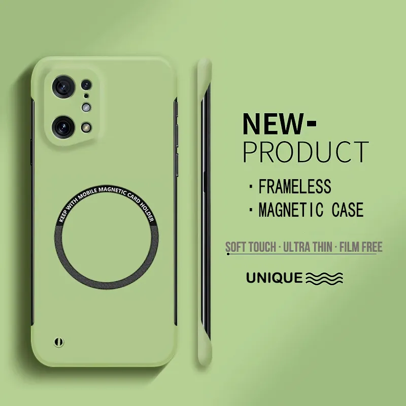 Coque de téléphone magnétique ultra fine et rigide en polycarbonate sans cadre pour Oppo Reno 5 6 8 Find X3 Neo Lite X5 Pro avec chargement sans fil mat_voghion.com