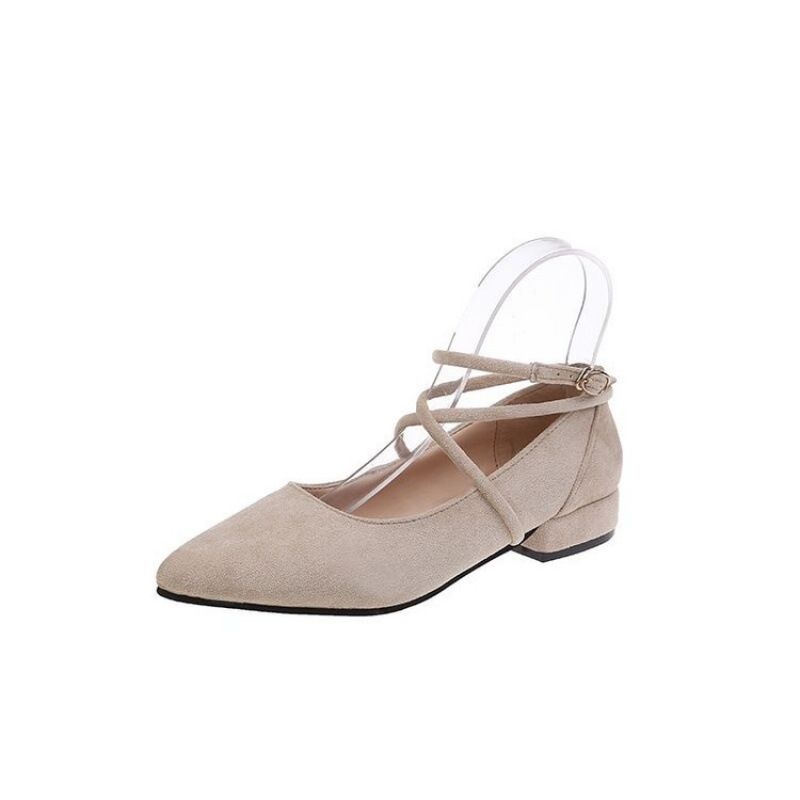 MTX Women's 2025 Spring Summer New Korean Style Elegant Versatile Rhinestone One-Strap Chunky Heel Pointed Toe Hollow Single_voghion.com