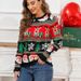 Weihnachtspullover für Damen, Jacquard, Rundhalsausschnitt, Pullover, Winter, locker_voghion.com