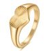 Anello in acciaio inossidabile con design a cuore sfaccettato alla moda, in oro IP per donna_voghion.com