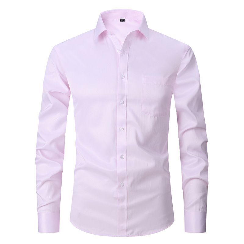 Camicia da uomo a maniche lunghe, classica, slim fit, in misto cotone di alta qualità, comoda e traspirante, per abbigliamento business e casual._voghion.com