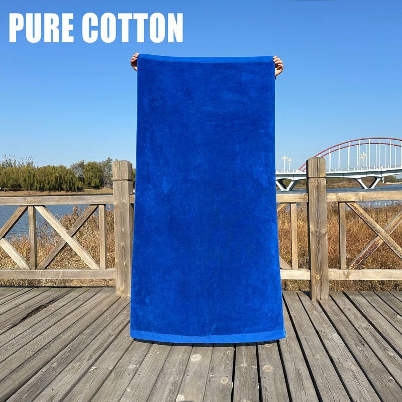 Ren bomullsfargede striper i garnfarget, flerarmskåret fløyel, fortykket, absorberende bomull, stort badehåndkle 100*180 cm_voghion.com