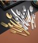 5-Piece Gold Flatware - Steak Knife & Spoon Set_voghion.com