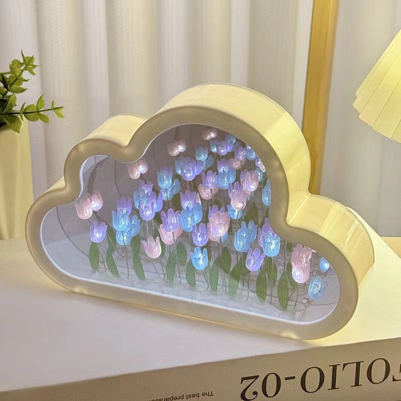 Cloud Mirror Tulipan Morska nočna lučka Naredi sam ročno izdelano darilo za rojstni dan za dekleta_voghion.com