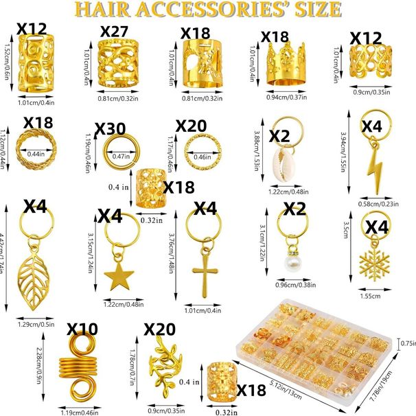 245-Piece Fashion Leaf Tassel Braiding Clips, Metal Open Bohemian Dreadlock Decor Set_voghion.com