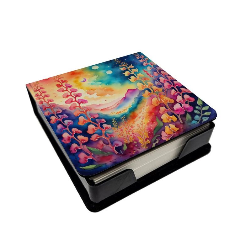 Colorful Snapdragon PU Leather Note Paper Holder With Artist-Designed Cover, Desk Accessory, Office Gift_voghion.com
