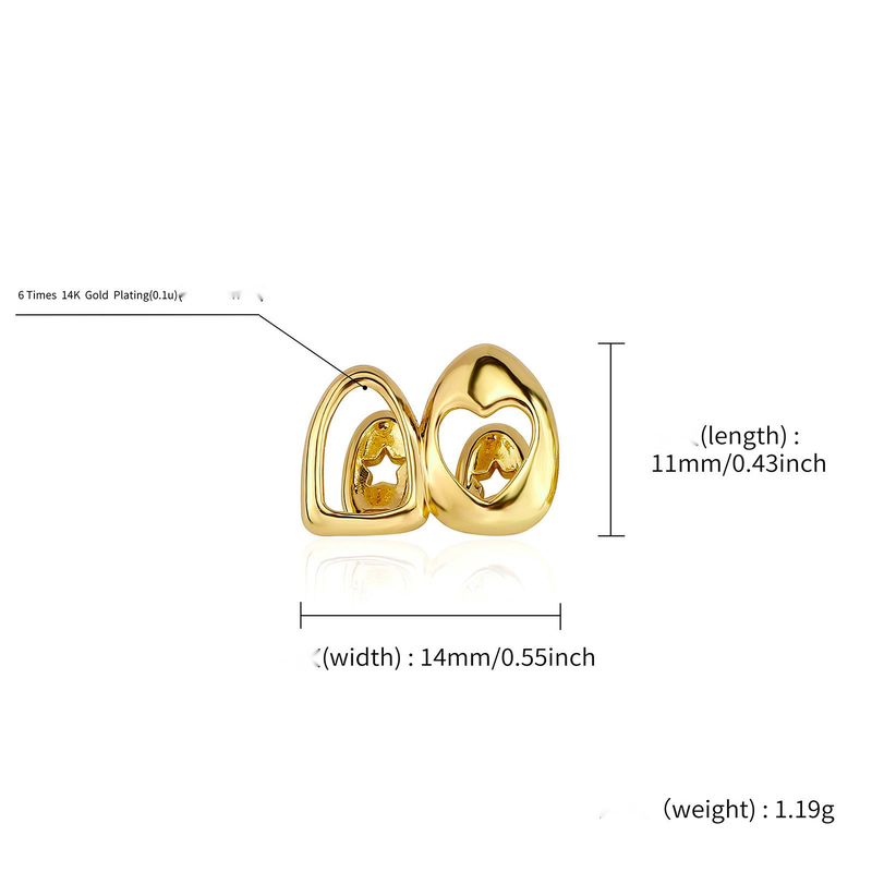 Glänzendes einzelnes Herz Gold Zähne Grillz Halloween Herren Rap Persönlichkeit Hip-Hop Zubehör_voghion.com