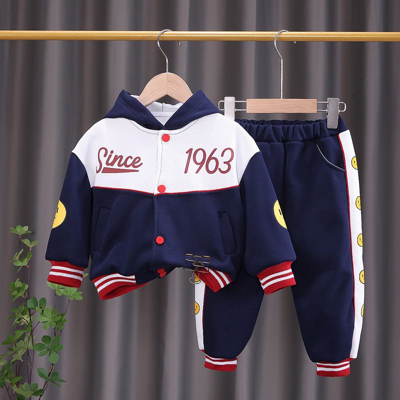 Boys' Spring Autumn hoodie set with hats, children's long sleeved baseball suit, cardigan and pants two-piece set,_voghion.com