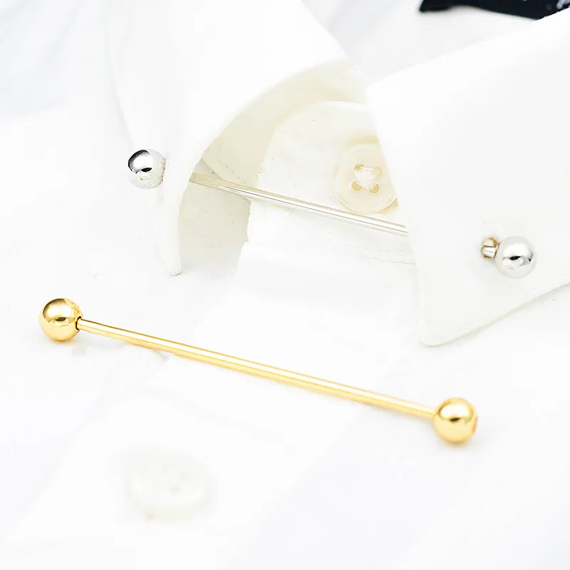 Men's Jewelry High Quality Round Ball Men's Business Shirt Collar Pin Collar Pin Collar Flower One Line Thread Buckle Metal Collar Angle Rod_voghion.com