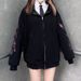Zipper Korean Style Dark Long Sleeve Plus Size Hooded Sweatshirt Y2K Cute Girl Jacket_voghion.com