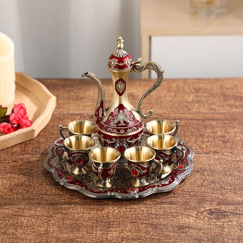 Home Miwwelen Liicht Luxus Retro klenge Wäin Set Rubin inlaid Legierung Wäin Set Hotel Banquet Wäin Pot Wäin Glas_voghion.com