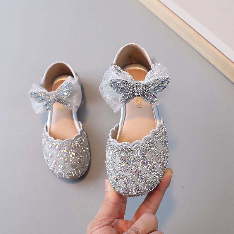 Chaussures en cuir pour enfants, chaussures de princesse à strass, sandales à semelles souples et perles, chaussures en cristal, petites chaussures_voghion.com