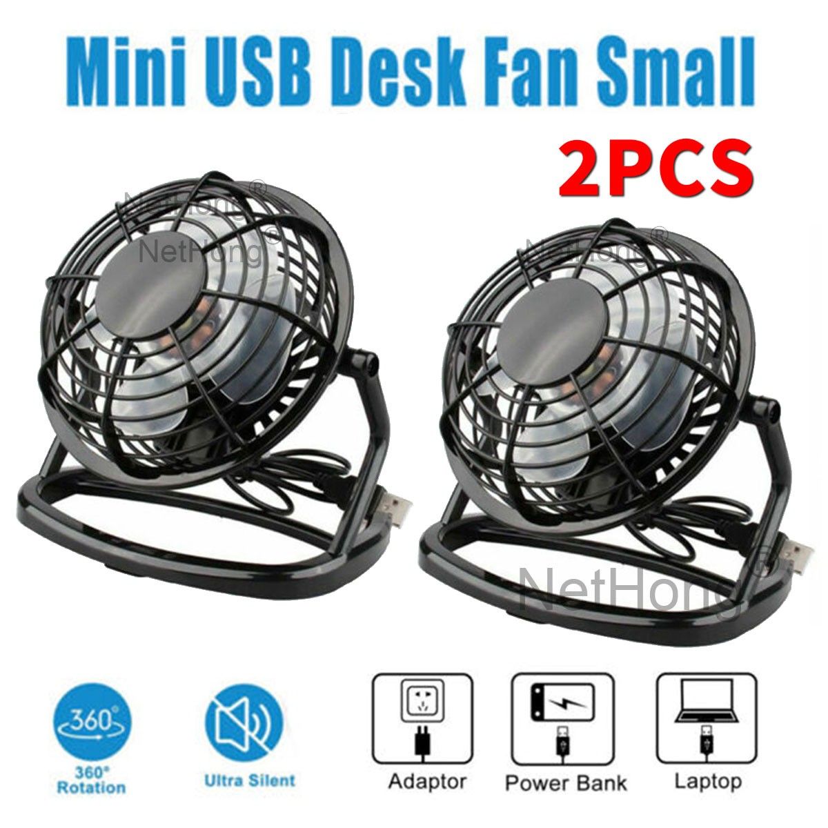 2x Tischständerventilator USB wiederaufladbar 3 Geschwindigkeit Tisch Schreibtisch Luftkühlung Mini-Ventilatoren ~_voghion.com
