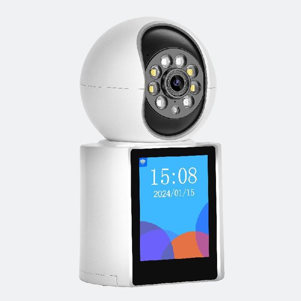 Caméra de sécurité Wi-Fi à écran tactile - Panoramique/Inclinaison à 360°, Audio bidirectionnel, Vision nocturne, Détection de mouvement, Surveillance intérieure de la maison_voghion.com