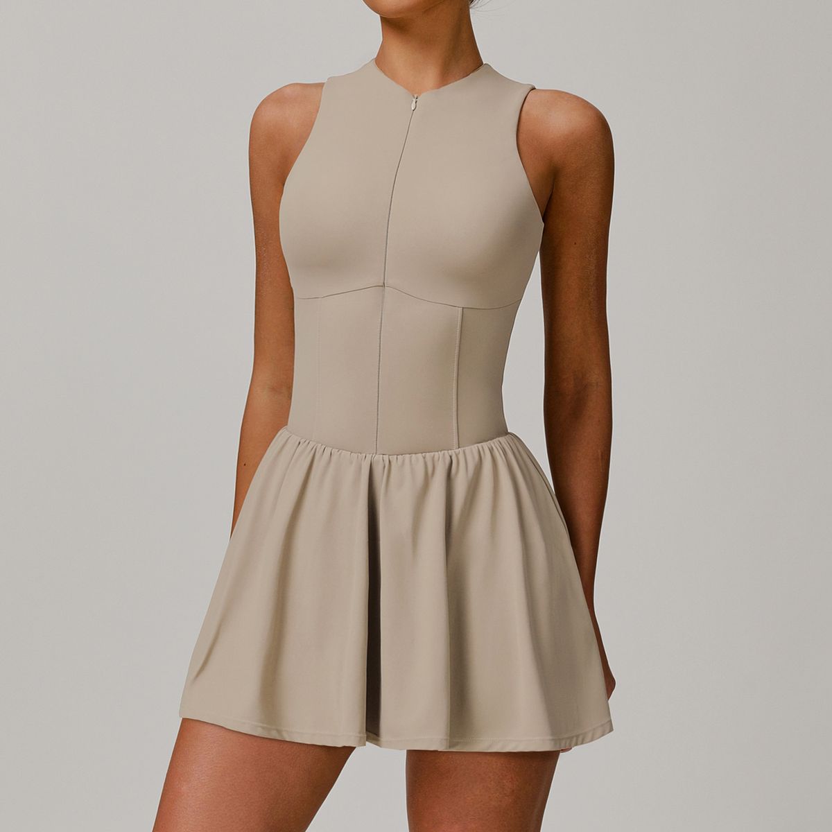 Cloud-Touch Layered Collar Dress - Anti-Peek Running Skirt With A-Line Hem For Tennis, Workouts & Outdoor Activities_voghion.com