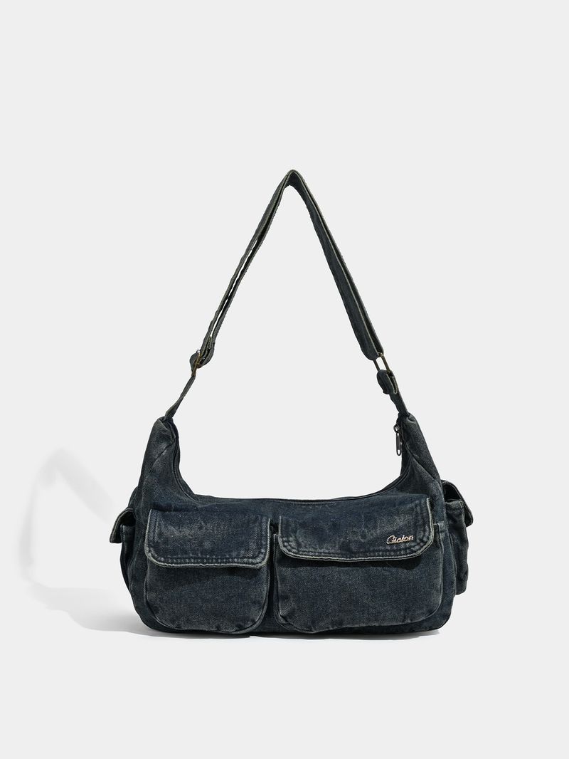 Nuova borsa in denim lavato, design di nicchia, versatile, tascabile, retrò, a tracolla, da portare sottobraccio._voghion.com