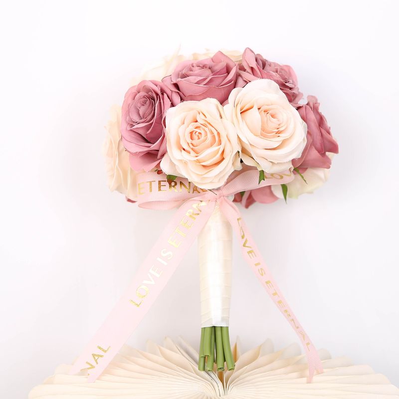 Weddings Accessories Bridal Bouquets Pink High Grade Rose Bouquets Photography Props_voghion.com
