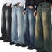 Ropa para hombre, estilo para correr, pantalones vaqueros rectos tipo A coreanos, pantalones largos holgados de pierna ancha de marca de moda para hombre_voghion.com
