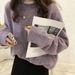 2025 herbst Winter Neue Weich Und Faul Pullover Rundhals College Stil Einfarbig Lose Stricken Pullover Für Frauen Tragen_voghion.com