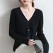 Women's Cardigan Jacket New Spring And Autumn V-Neck Striped Thin Long Sleeve Knitted Short Loose Outer Sweater_voghion.com