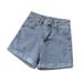 Women's Clothing Light Colored All Match High Waist Washed Denim Shorts For Women Summer Wide Leg A Line Hot Pants Trend Ins_voghion.com