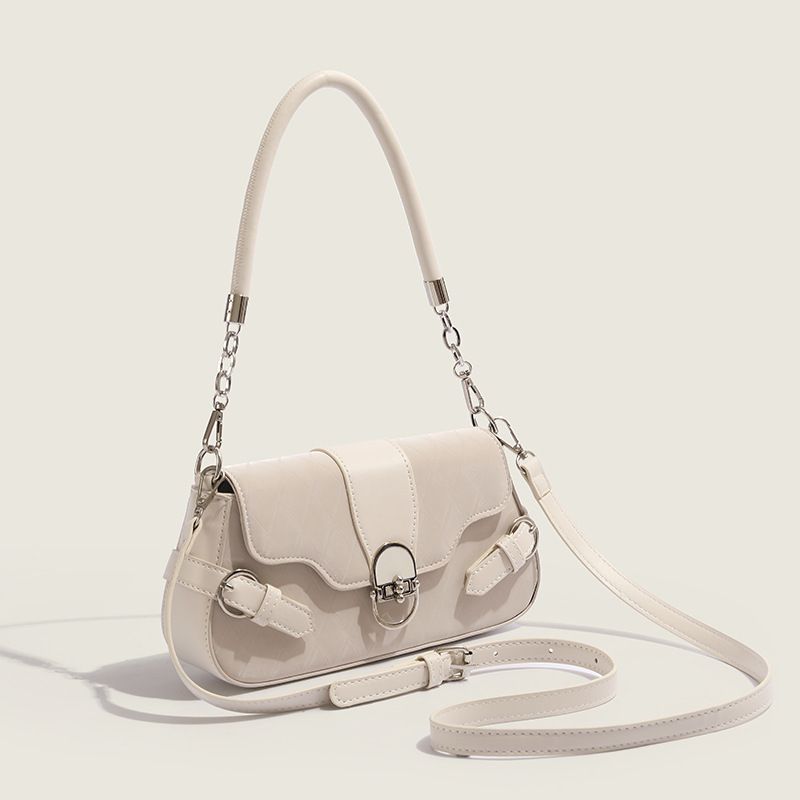 2025 Spring/Summer New Ladies Underarm Bag With Hardware Lock Buckle Design, Suitable For Commuting, Fashionable Trend Casual And Versatile_voghion.com
