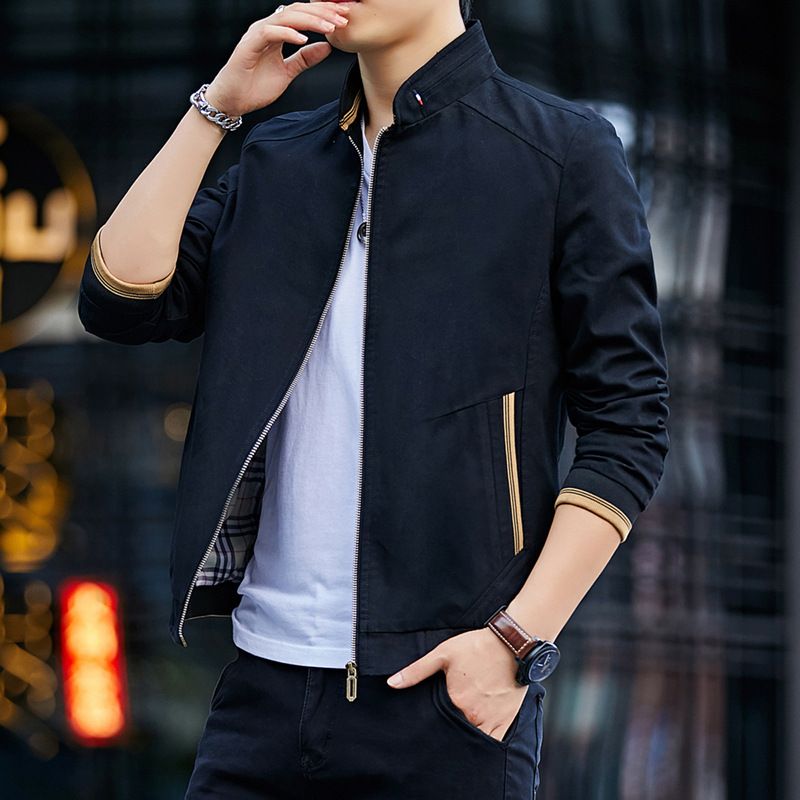 Giacca da uomo casual in cotone con colletto alla coreana primaverile e autunnale Giacca da uomo casual allentata stile coreano da uomo Vendite dirette in fabbrica_voghion.com