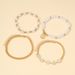 Set di 4 bracciali vintage con piccoli pendenti a forma di margherita e perle finte, per donne, in stile bohémien, con perline e smalto, per gioielli da regalare._voghion.com