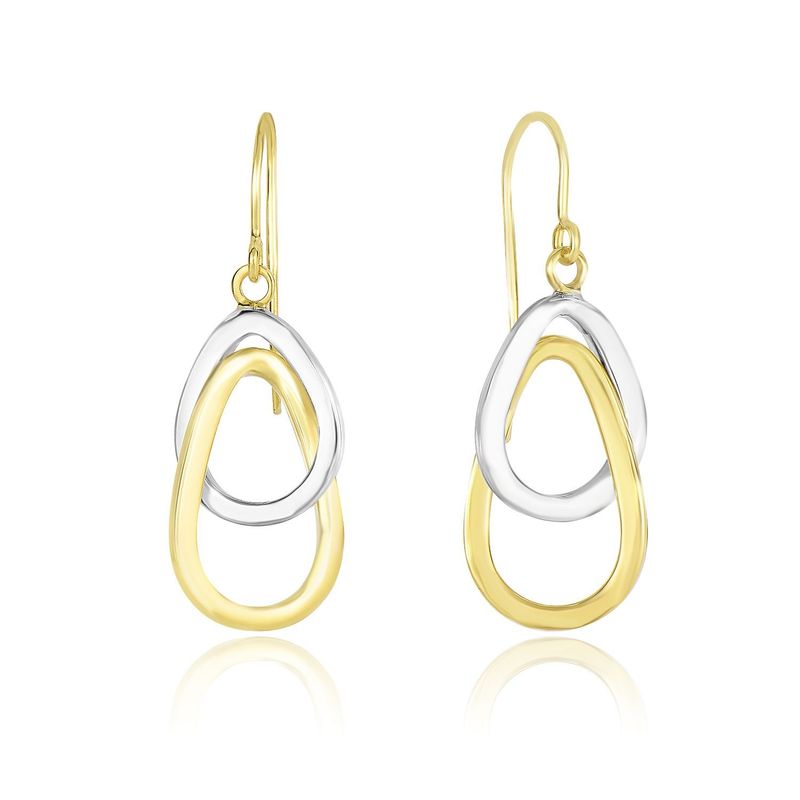 14k Two-Tone Gold Interlaced Open Teardrop Drop Earrings_voghion.com