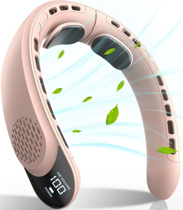 Quad-Core-USB-Hals-Hängeventilator, starker Wind, tragbarer Turbinen-Hals-Hänge-Haartrockner ohne Kühlung_voghion.com