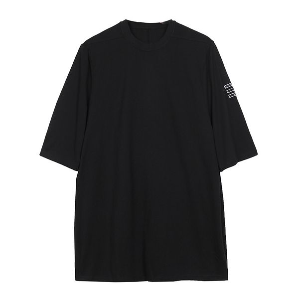 Męska koszulka z naszywką, luźna, z pięciopunktowym rękawem_voghion.com