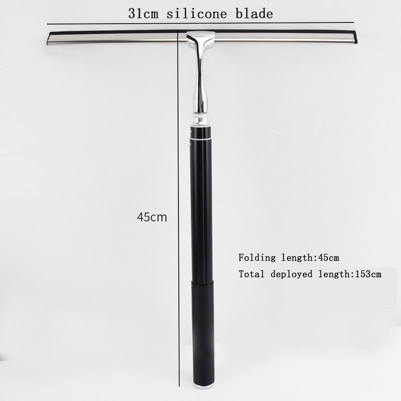 Tergivetro telescopico per vetri doccia, pulizia finestre, pareti piastrellate del bagno, specchio - raschietto argento largo 12"_voghion.com