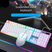 Conjunto de teclado e mouse com fio silencioso para jogos, com sensação mecânica, membrana para computador, laptop, escritório, USB_voghion.com