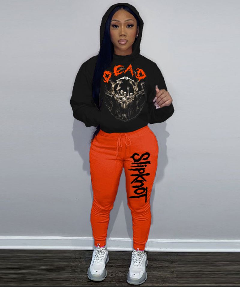 Costume sweat à capuche Halloween périphérique SLIPKNOT lettre imprimé sweat et pantalon de survêtement costume_voghion.com