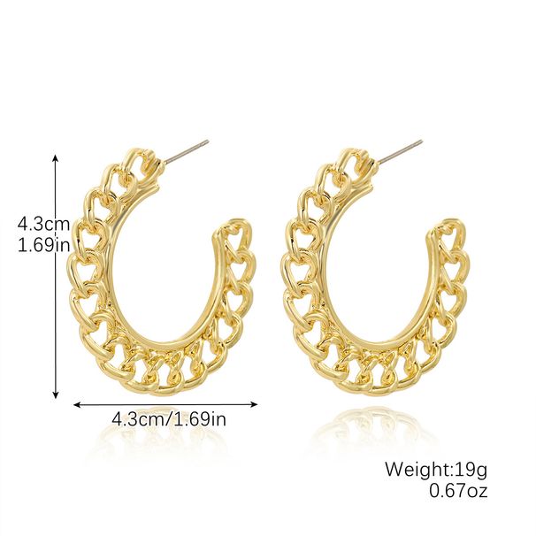 orecchini in stile semplice moda leggero lusso orecchini a forma di C eleganti orecchini a forma di C in metallo filettato_voghion.com